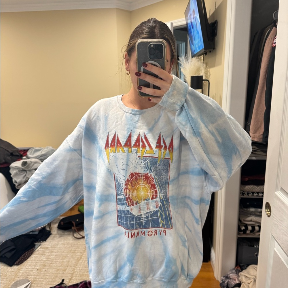 Urban Outfitters Blue Tie-Dye Graphic Sweatshirt